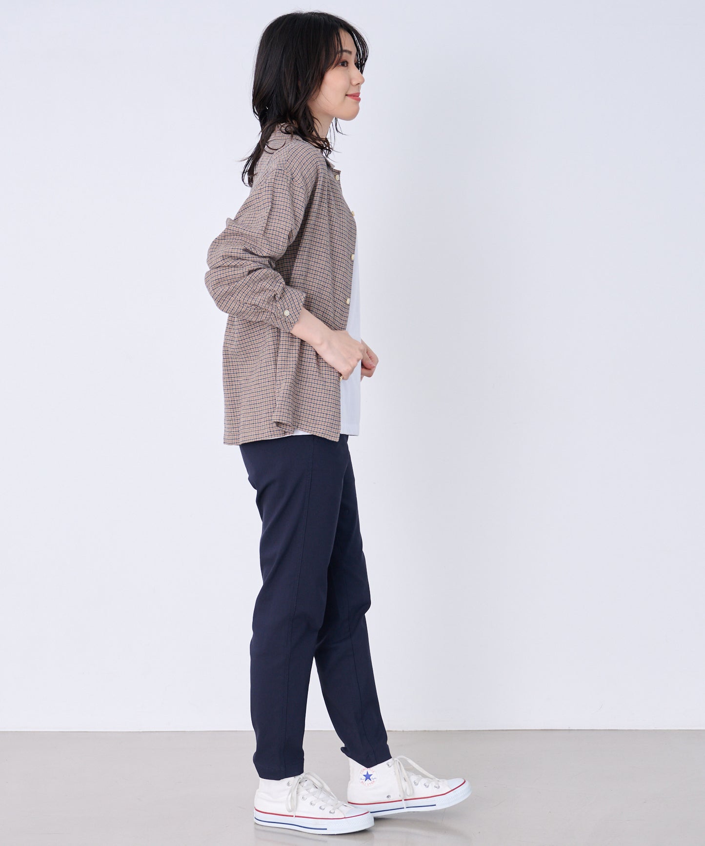 シェア パナマチェック 長袖シャツ + 半袖Tシャツ セット