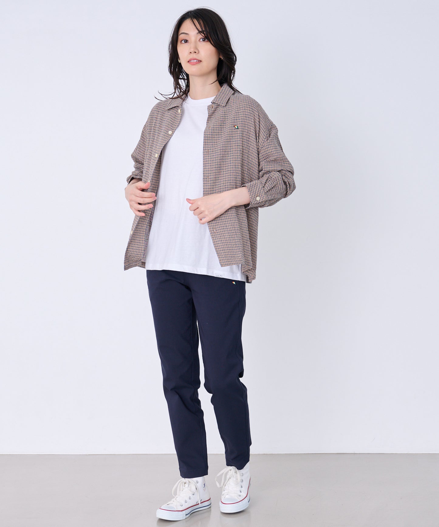 シェア パナマチェック 長袖シャツ + 半袖Tシャツ セット