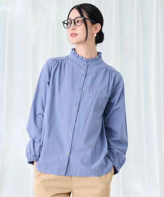 Arnold Palmer プチフリル バンドカラー シャツブラウス