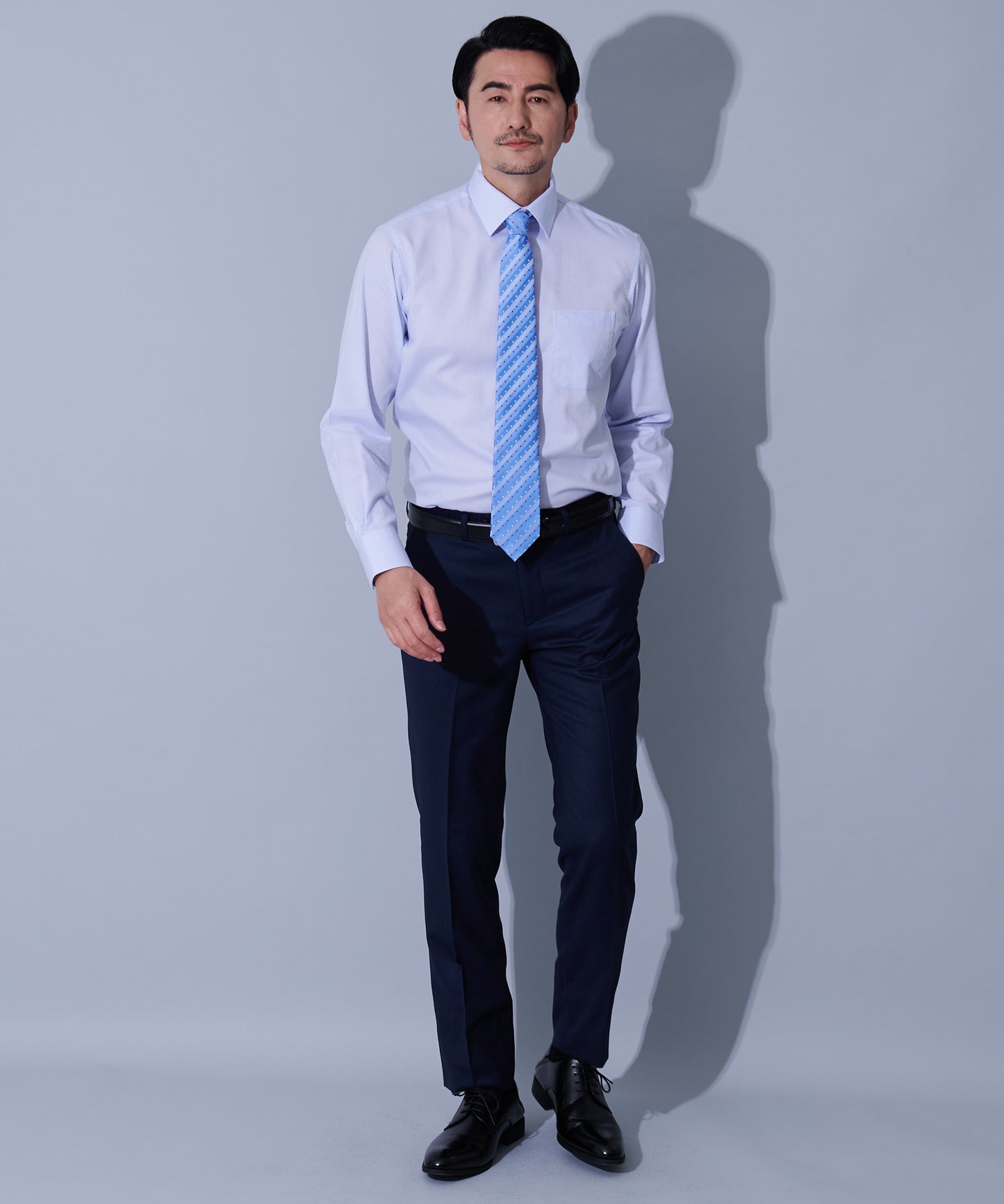 シルクストライプ&ドットブルーネクタイ
