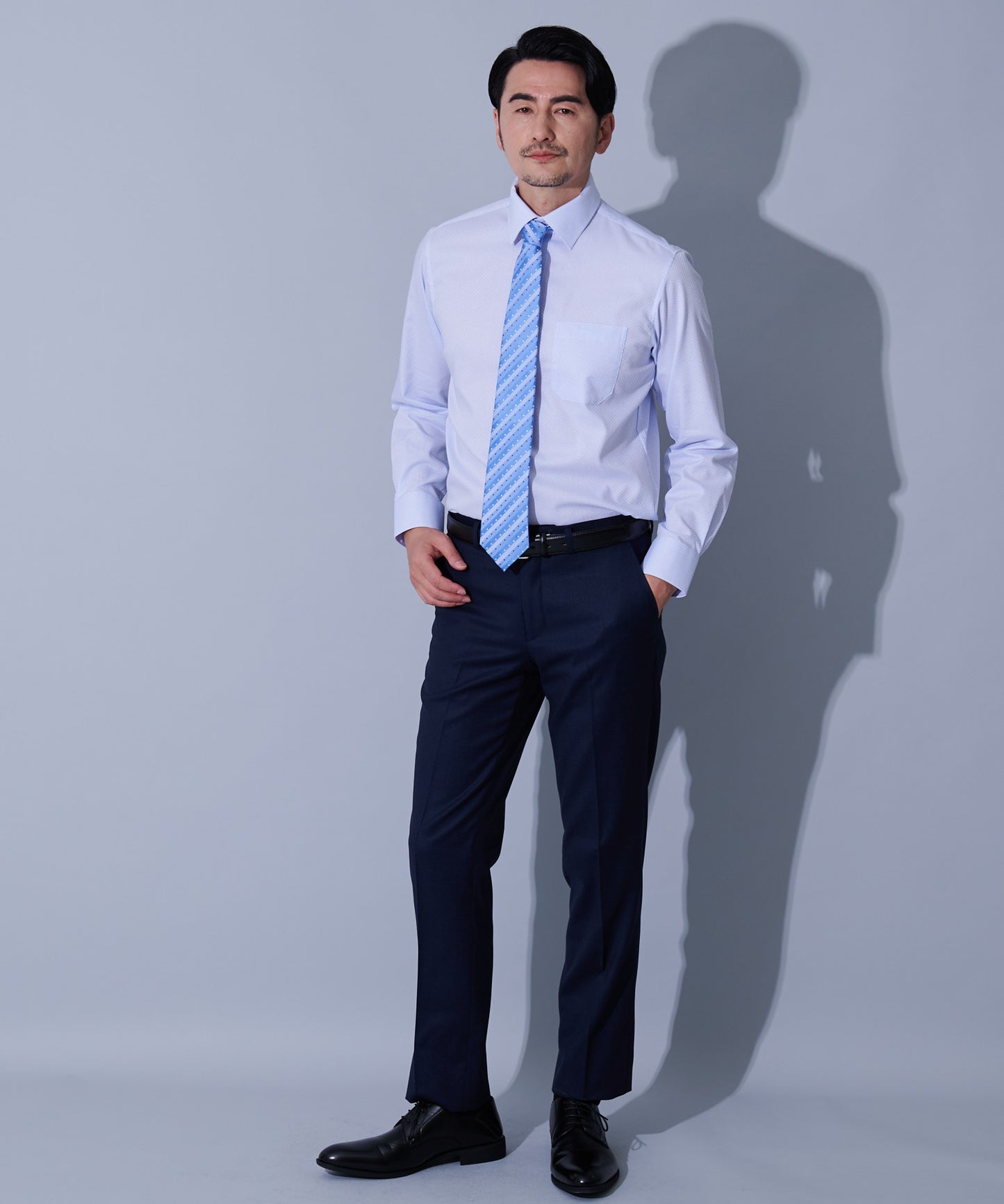 シルクストライプ&ドットブルーネクタイ
