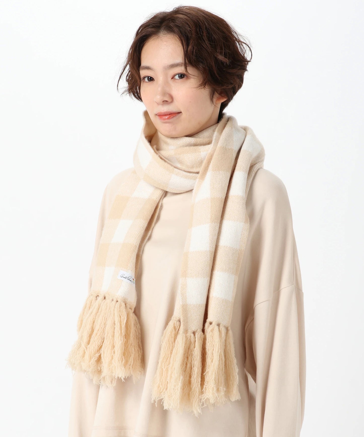 【残り1点】チェックJQニットマフラー