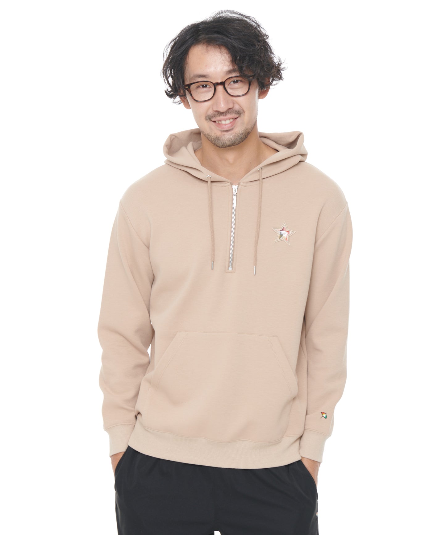スターモチーフシェアハーフジップフーディー
