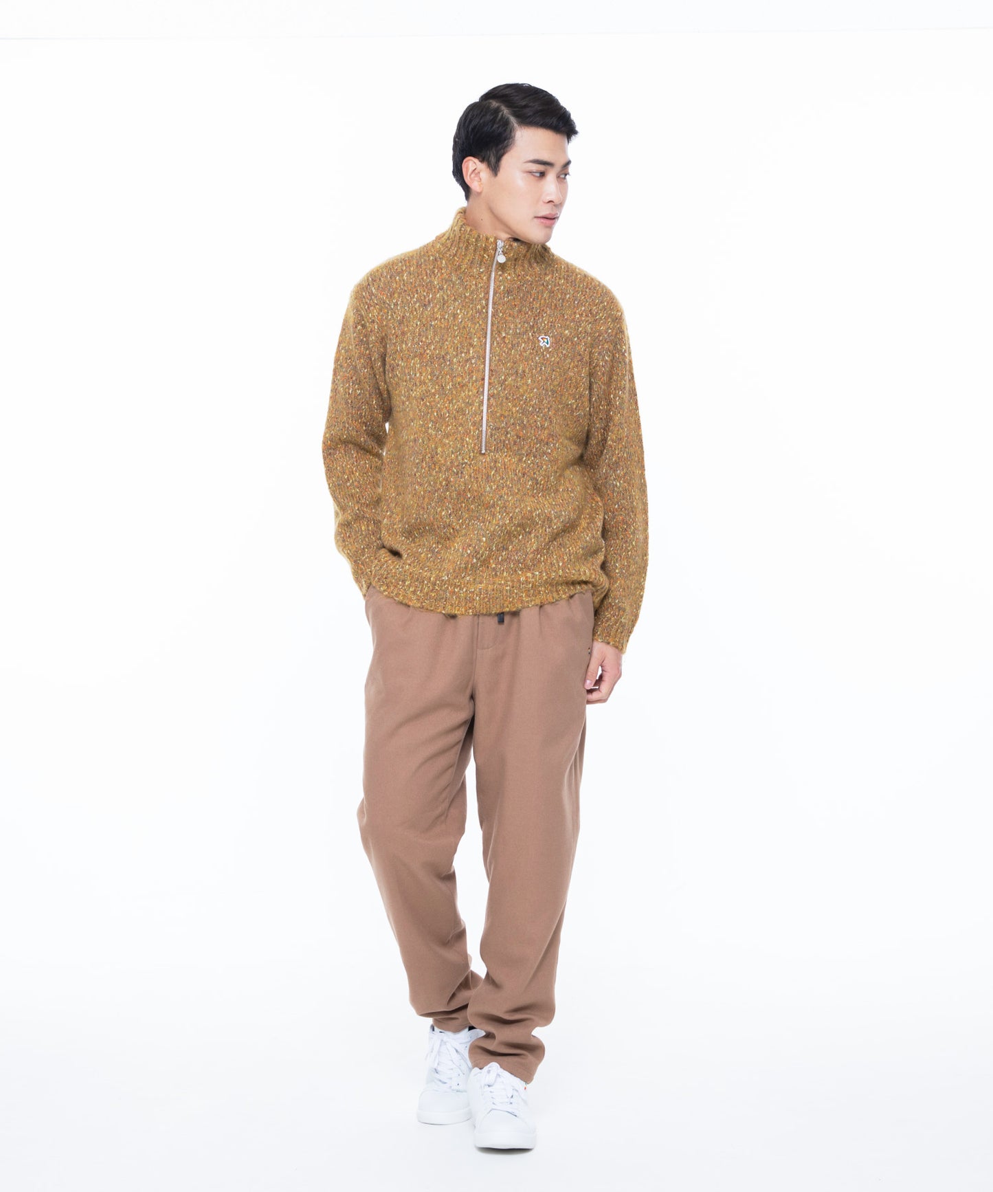 【残り2点】カラーメランジ ハーフジッププルオーバーニット