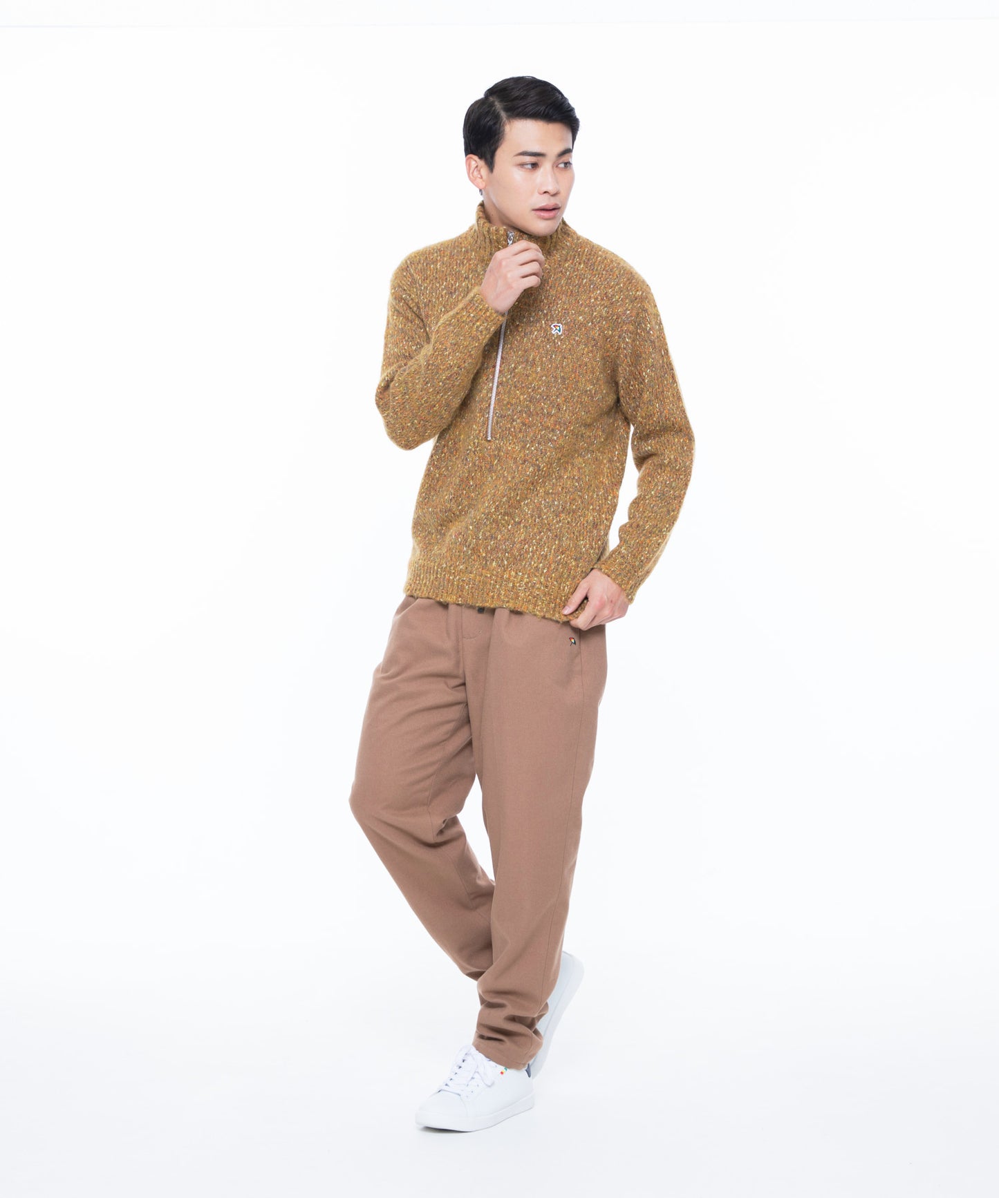 【残り2点】カラーメランジ ハーフジッププルオーバーニット