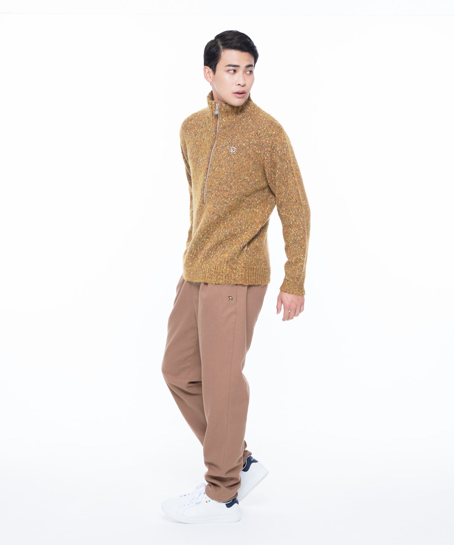 【残り2点】カラーメランジ ハーフジッププルオーバーニット