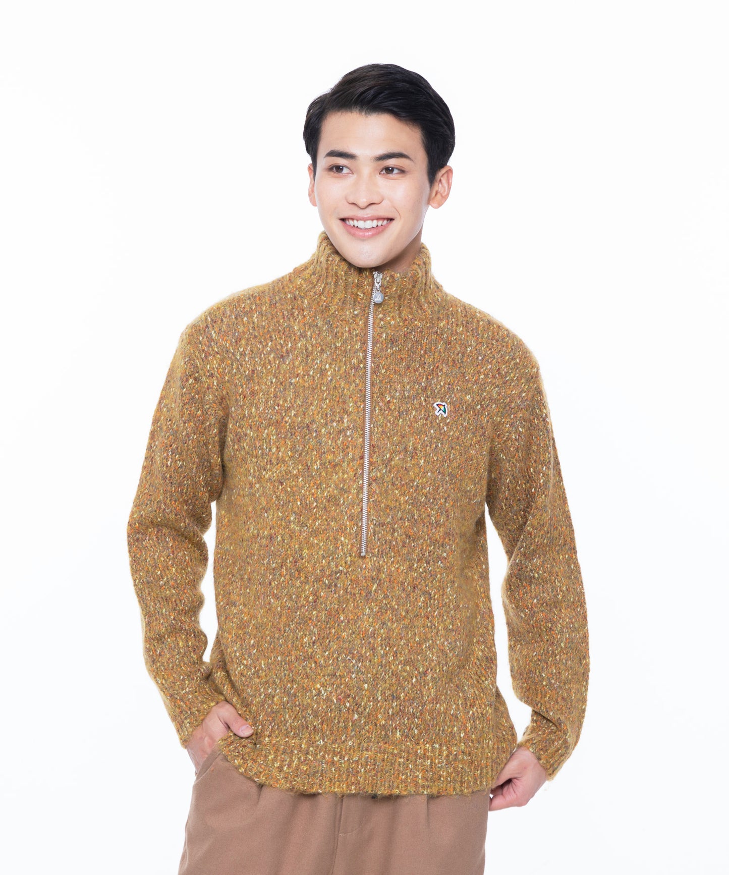 【残り2点】カラーメランジ ハーフジッププルオーバーニット