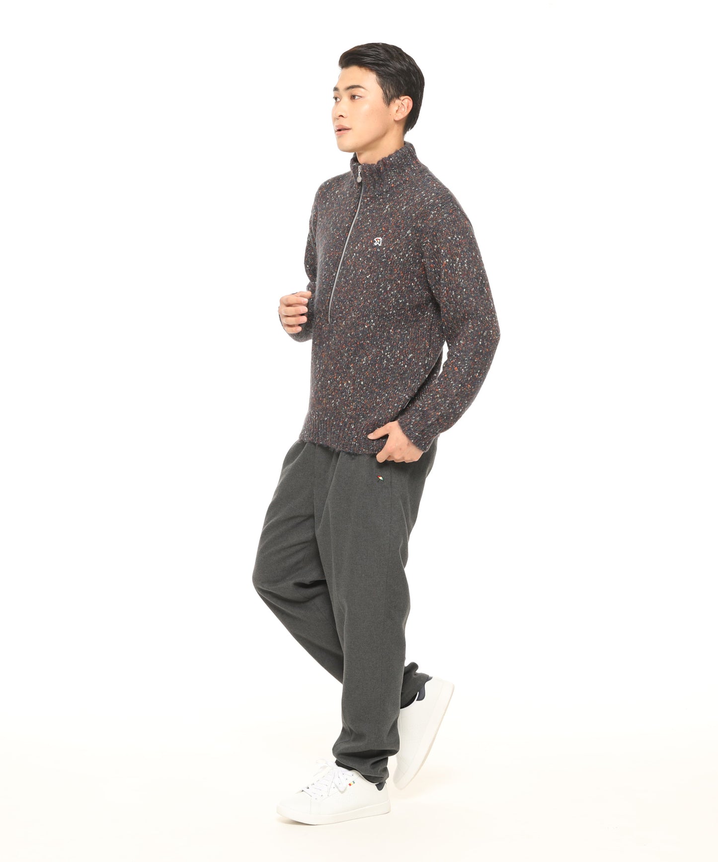 【残り2点】カラーメランジ ハーフジッププルオーバーニット