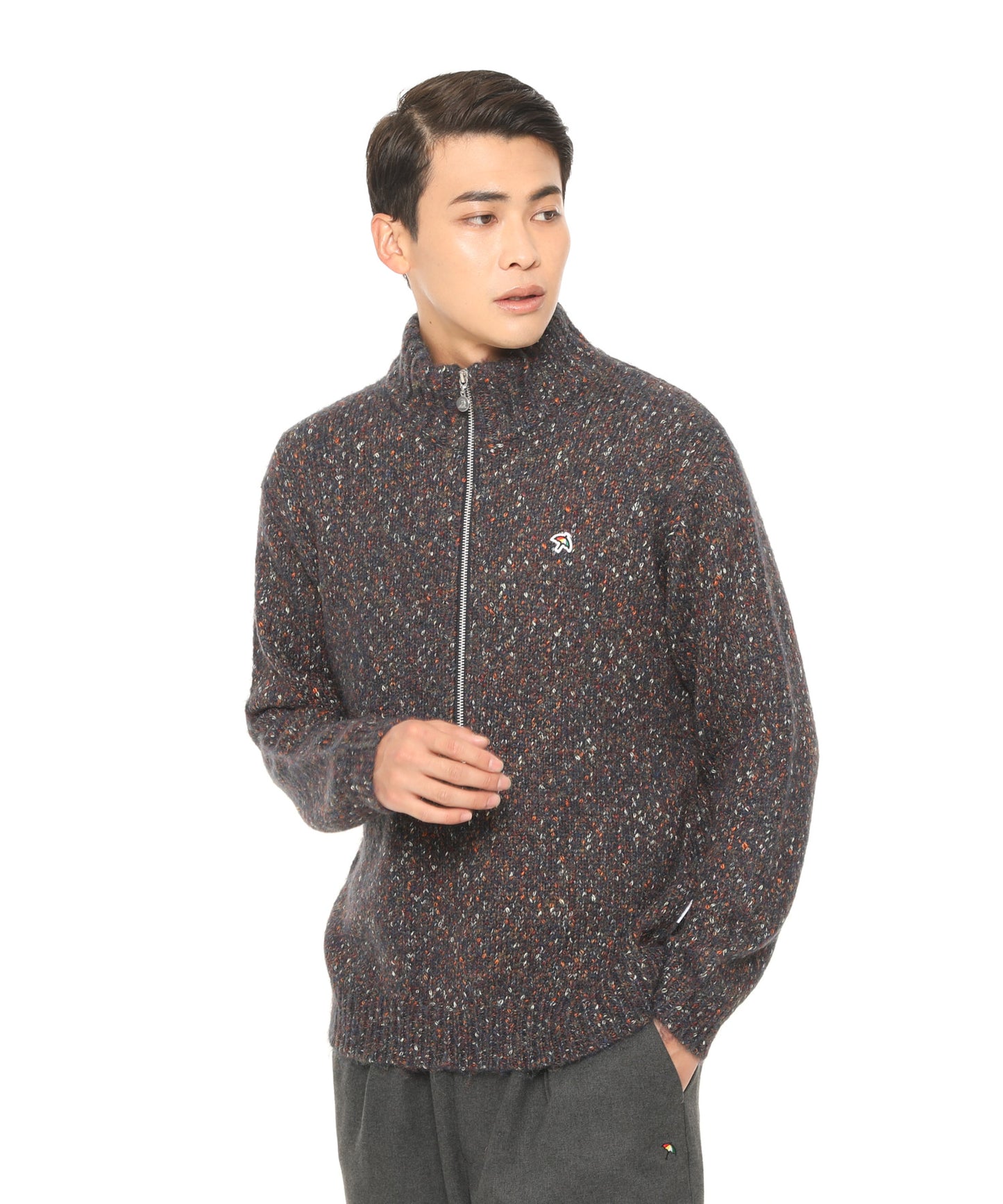 【残り2点】カラーメランジ ハーフジッププルオーバーニット