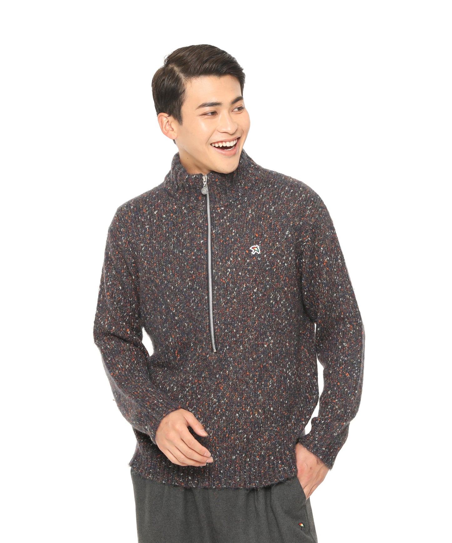 【残り2点】カラーメランジ ハーフジッププルオーバーニット