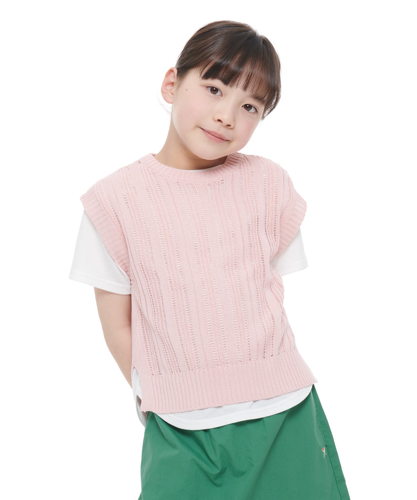 【残り3点】ニットベスト×ラウンドテールTシャツセット【キッズ】