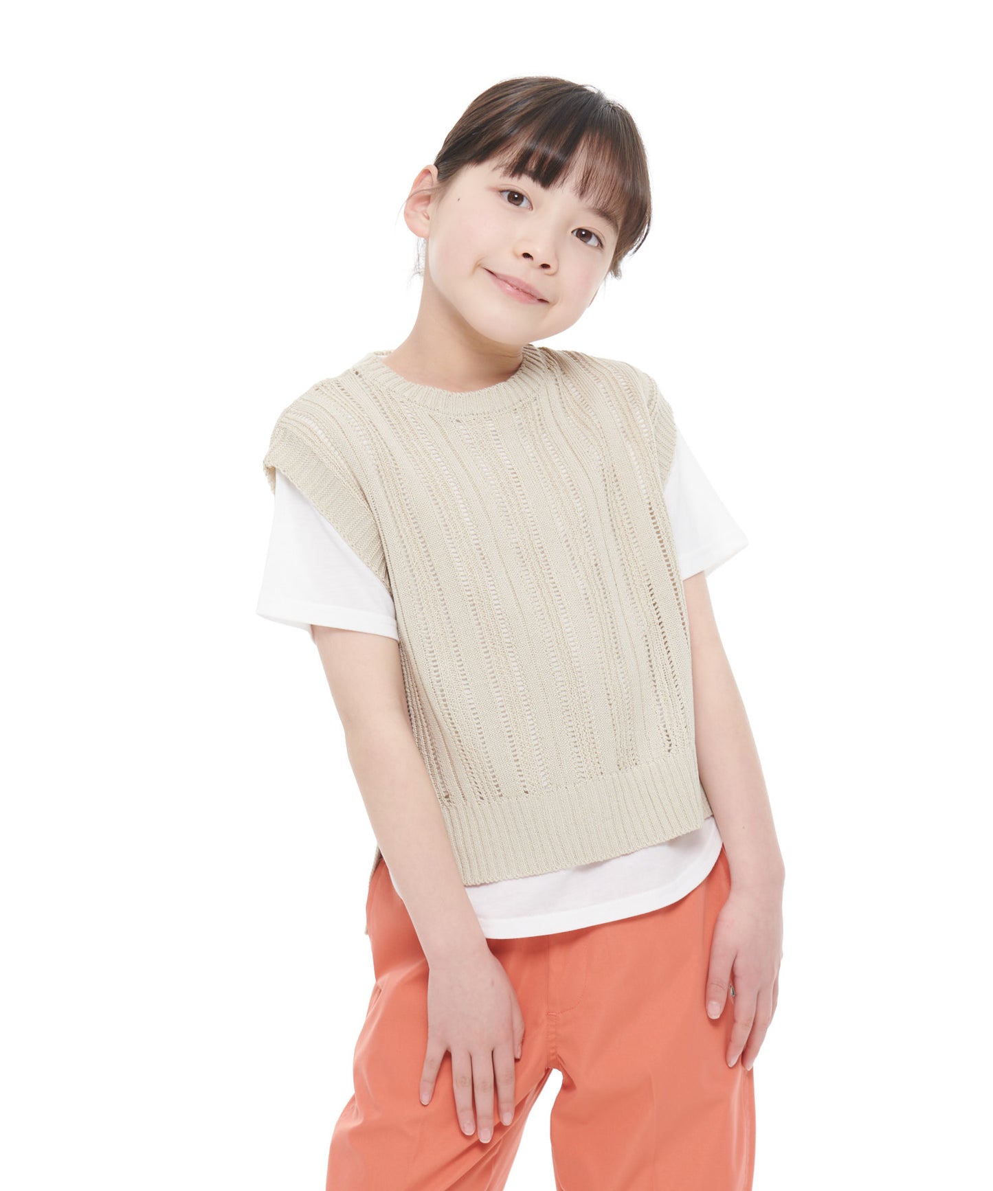 【残り3点】ニットベスト×ラウンドテールTシャツセット【キッズ】