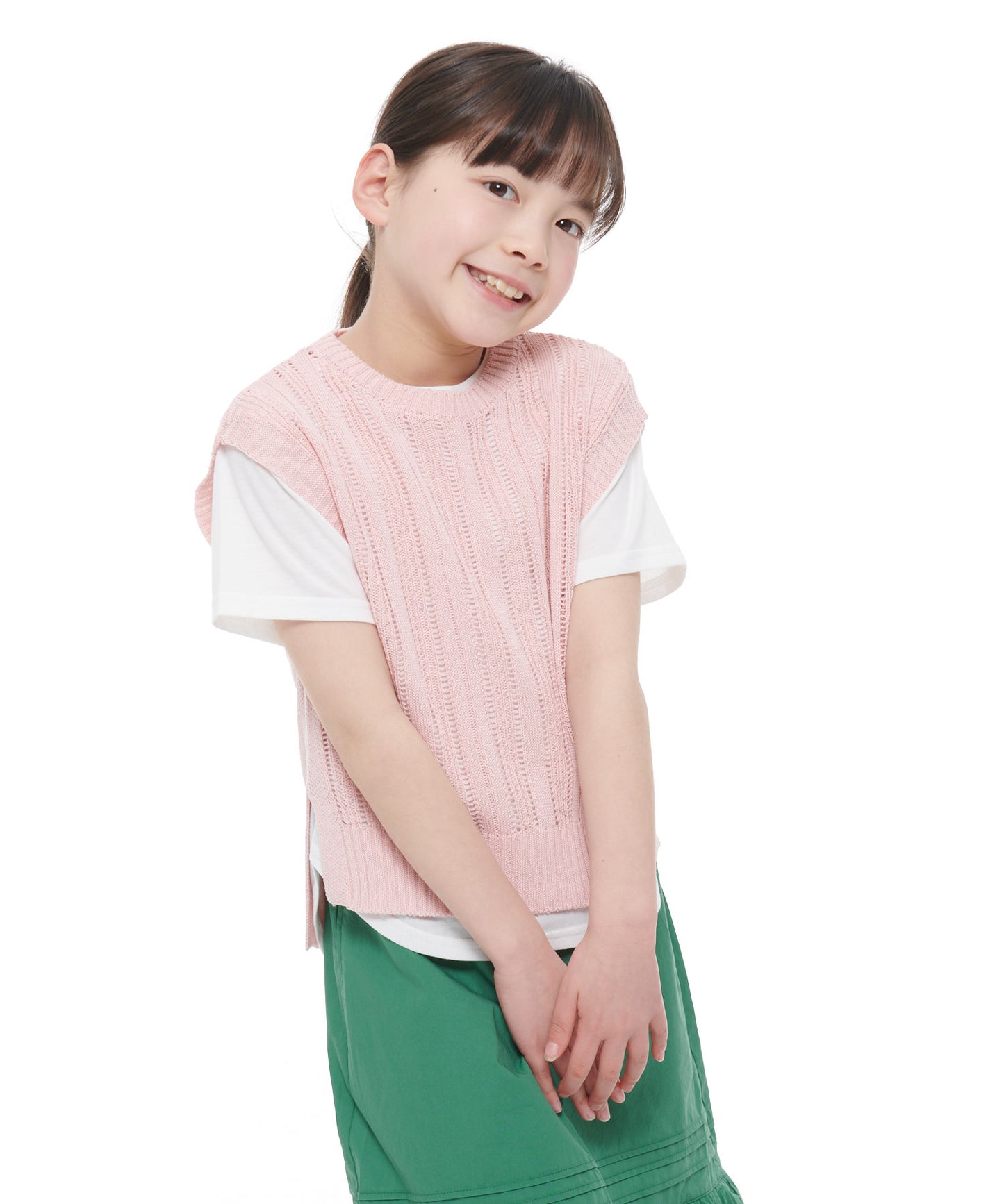 【残り3点】ニットベスト×ラウンドテールTシャツセット【キッズ】