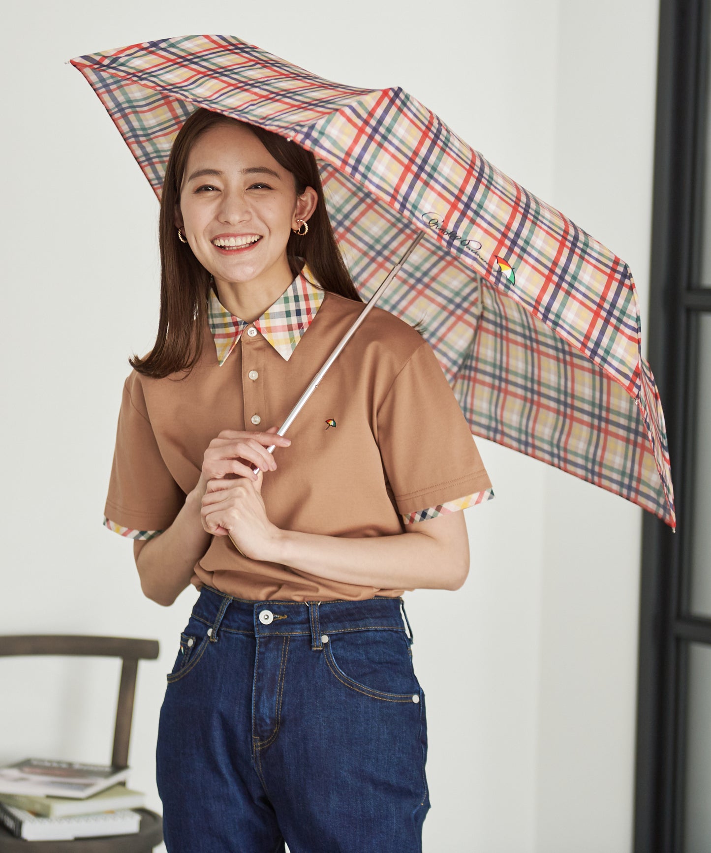 パーマーチェック晴雨兼用シェア折り畳み傘