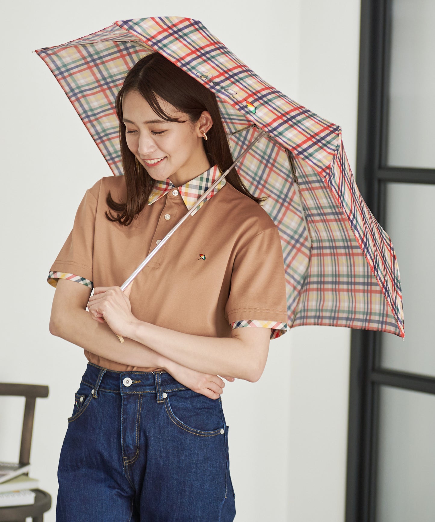 パーマーチェック晴雨兼用シェア折り畳み傘
