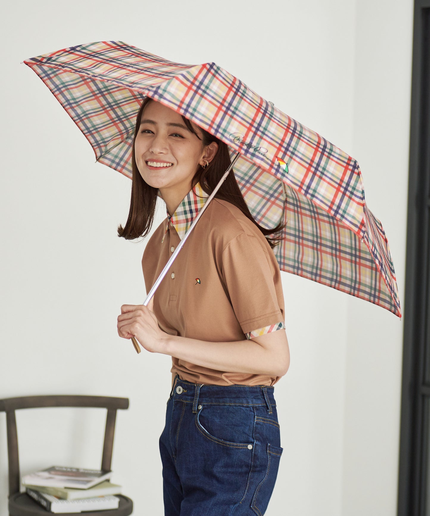 パーマーチェック晴雨兼用シェア折り畳み傘