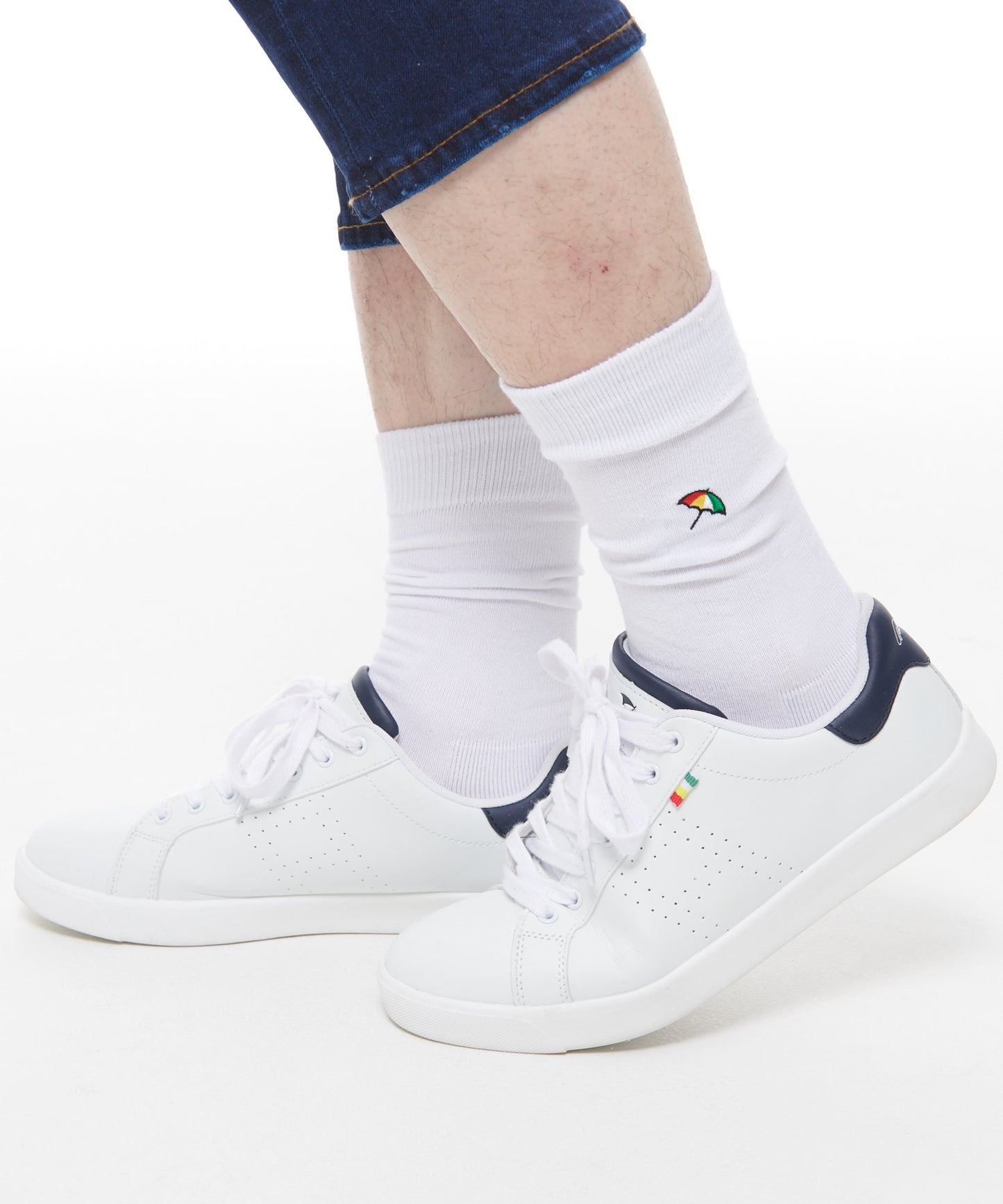 無地 クルーソックス for men's