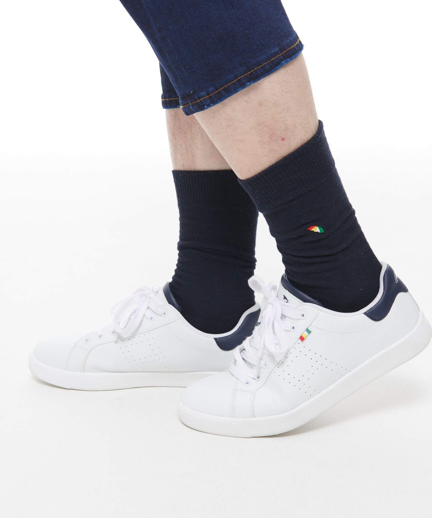 無地 クルーソックス for men's