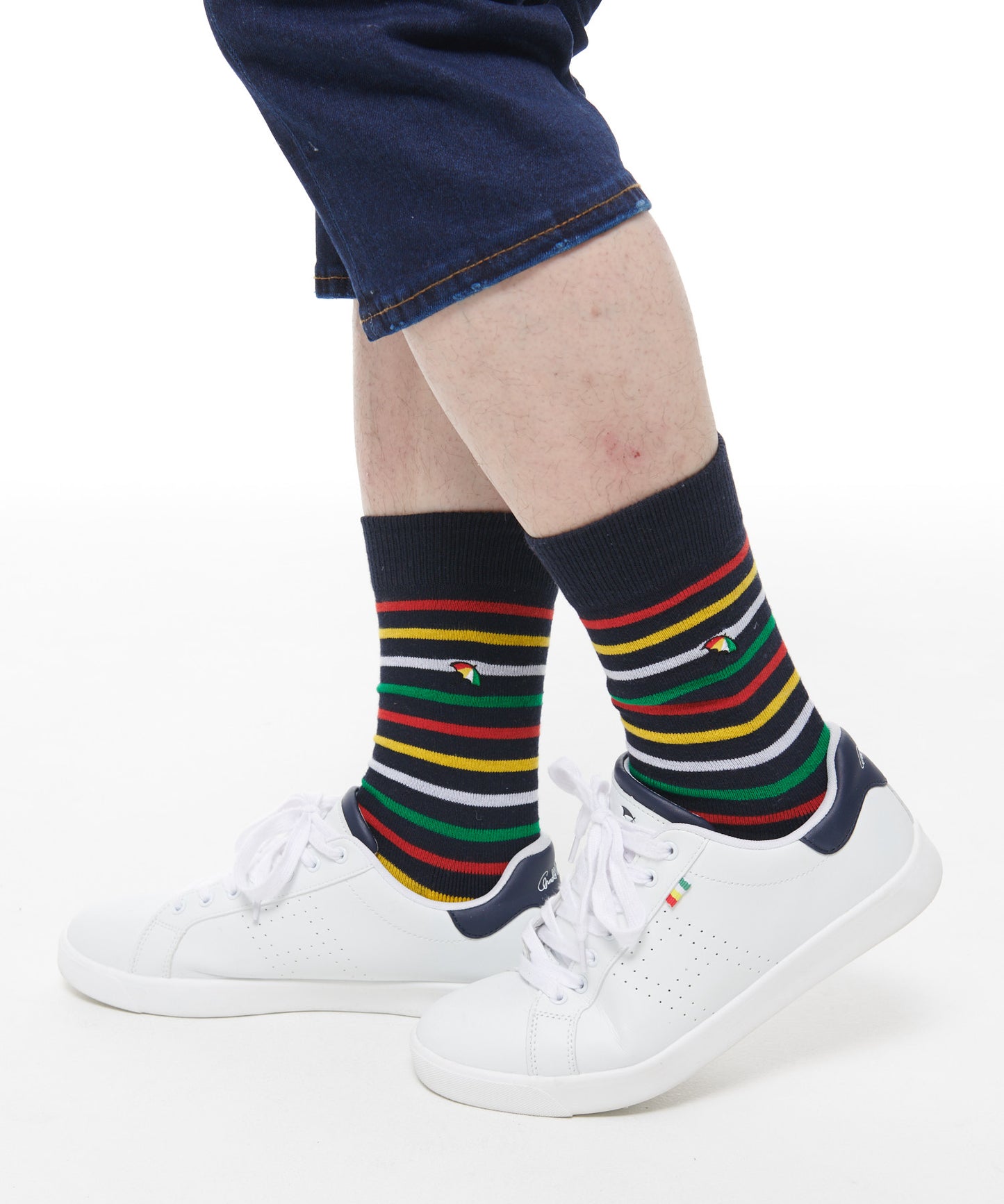 マルチボーダー クルーソックス for men's