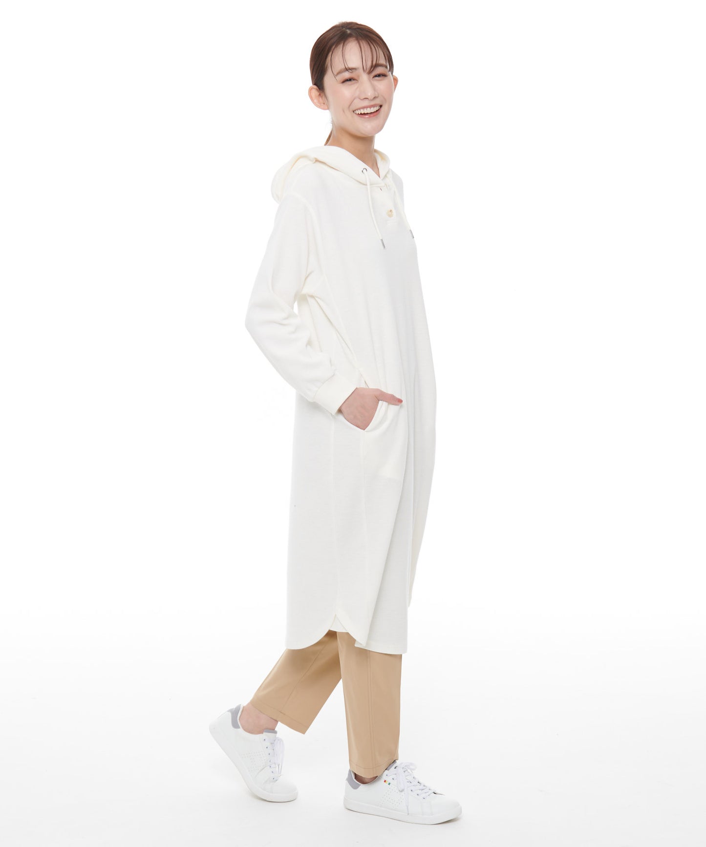 サーフニット フード付きヘンリーネックワンピース