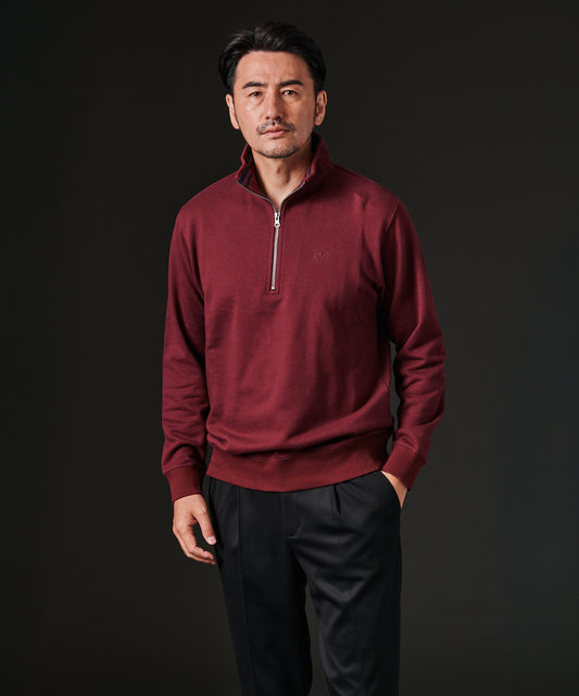 HIROKO KOSHINO  USAコットンハーフZIPトレーナー