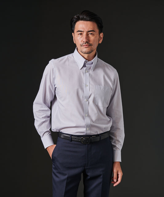 HIROKO KOSHINO TC形態安定ロンストスナップボタンシャツ