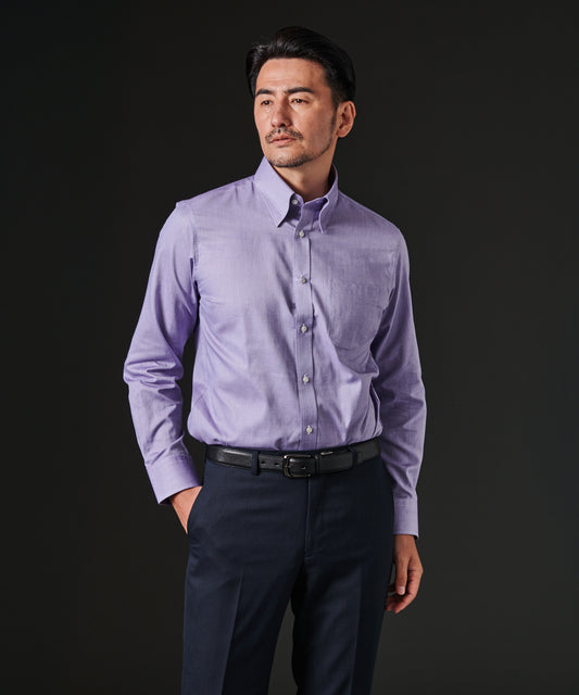 HIROKO KOSHINO  綿100%ドビー隠しBDシャツ