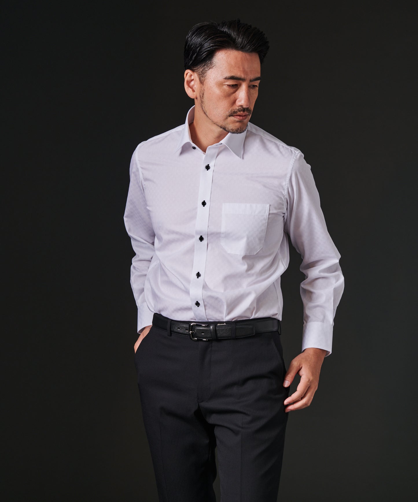 TC形態安定市松チェックワイドカラーシャツ