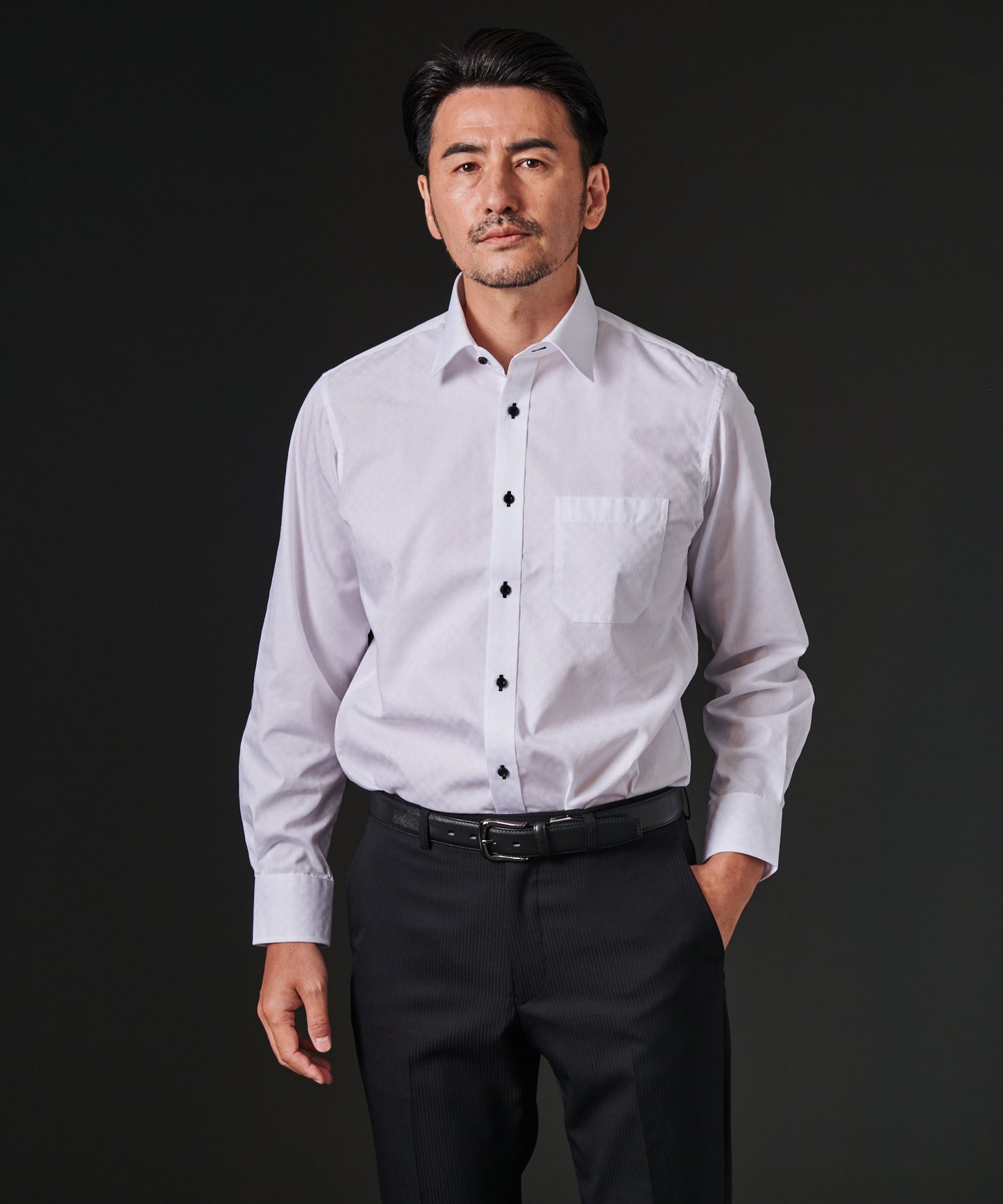 TC形態安定市松チェックワイドカラーシャツ