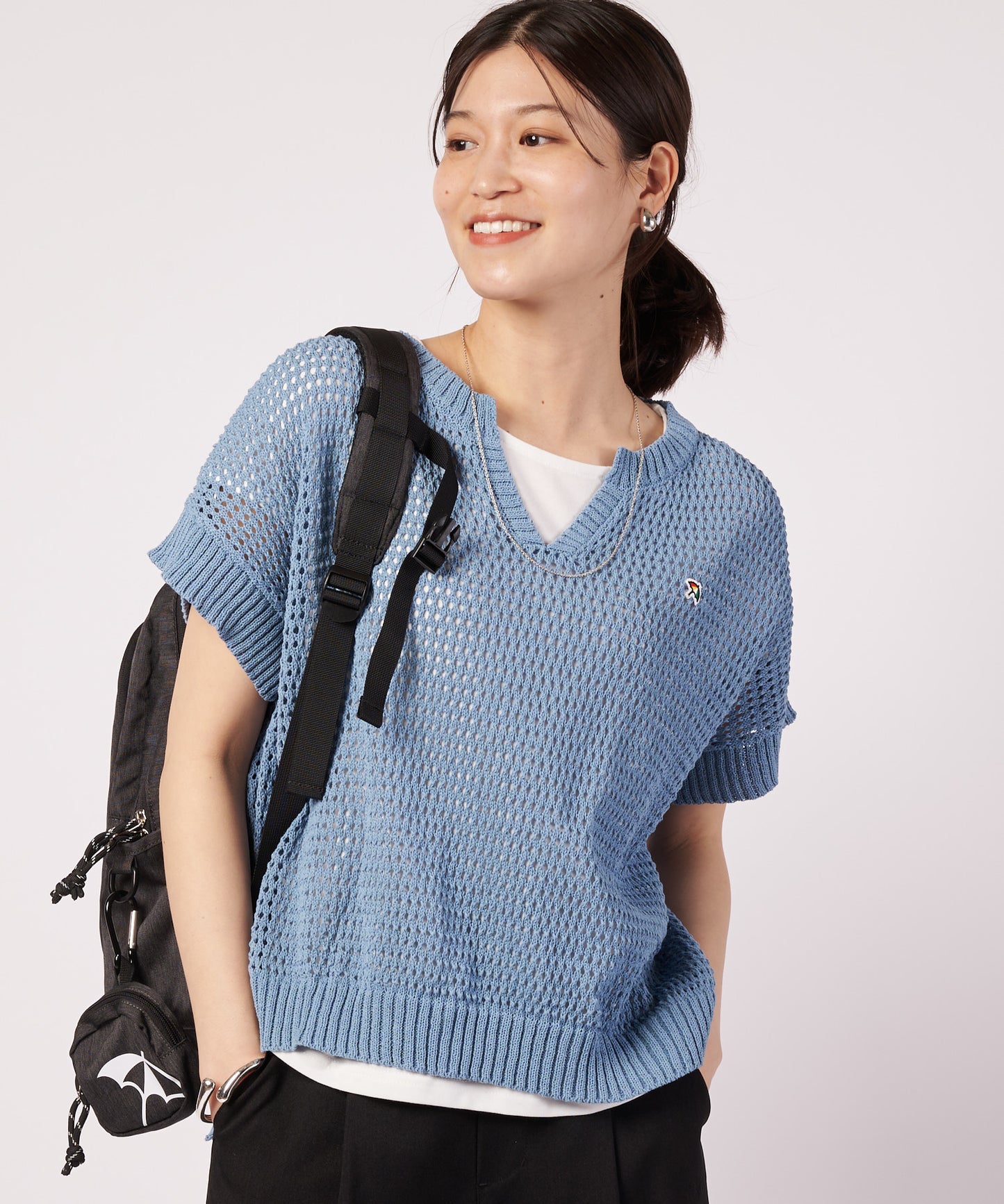 メッシュニット プルオーバー + レイヤードT セット