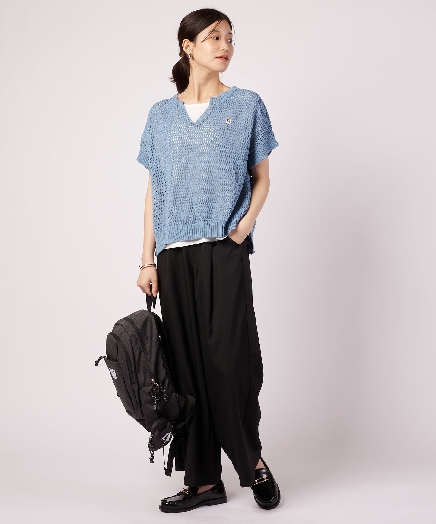 メッシュニット プルオーバー + レイヤードT セット