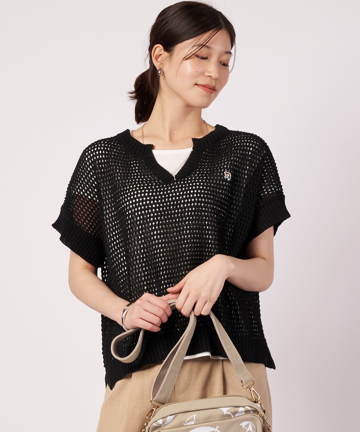 メッシュニット プルオーバー + レイヤードT セット