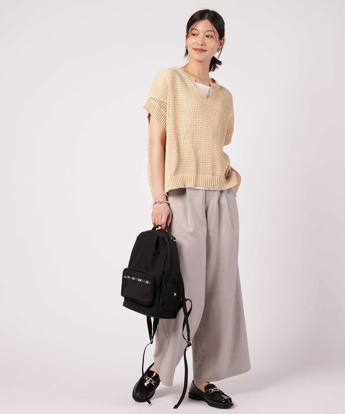 メッシュニット プルオーバー + レイヤードT セット