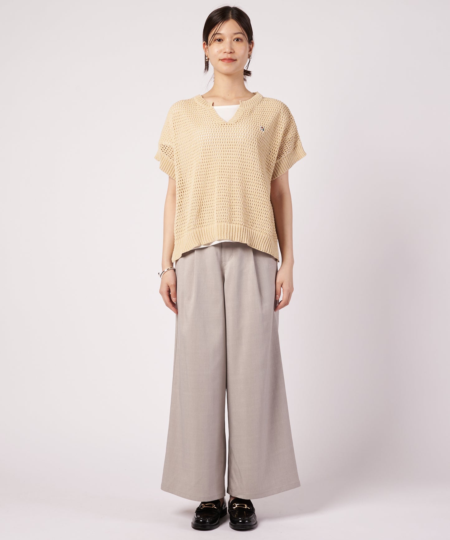 メッシュニット プルオーバー + レイヤードT セット