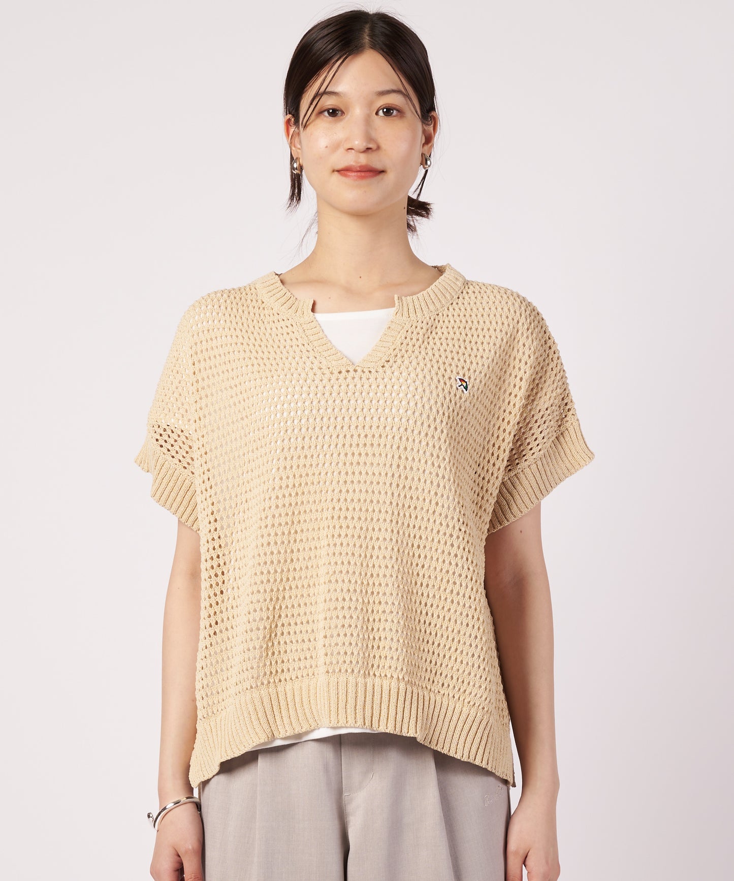 メッシュニット プルオーバー + レイヤードT セット