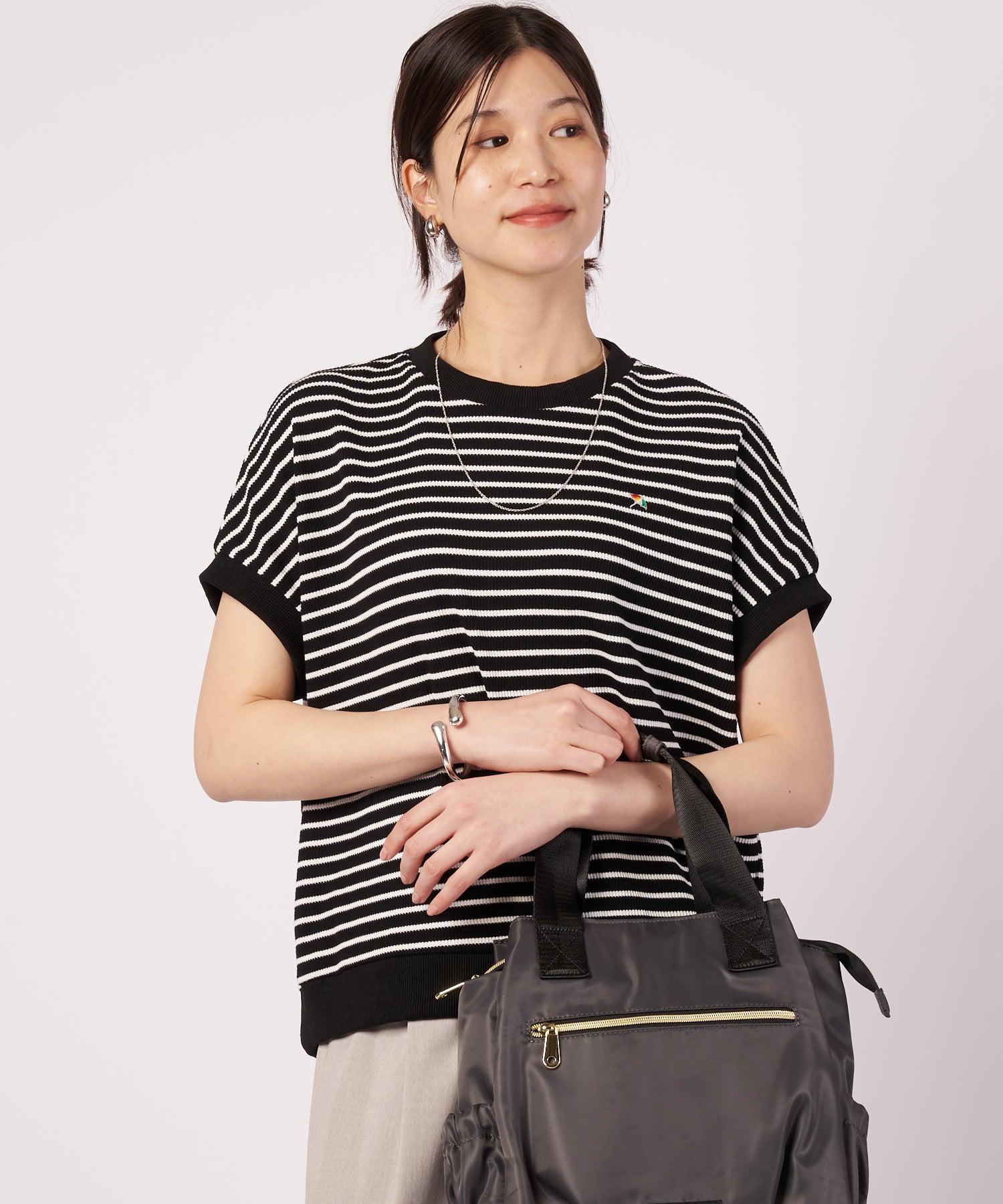 ワッフルボーダー フレンチ Tシャツ（Tシャツ/カットソー/レディース