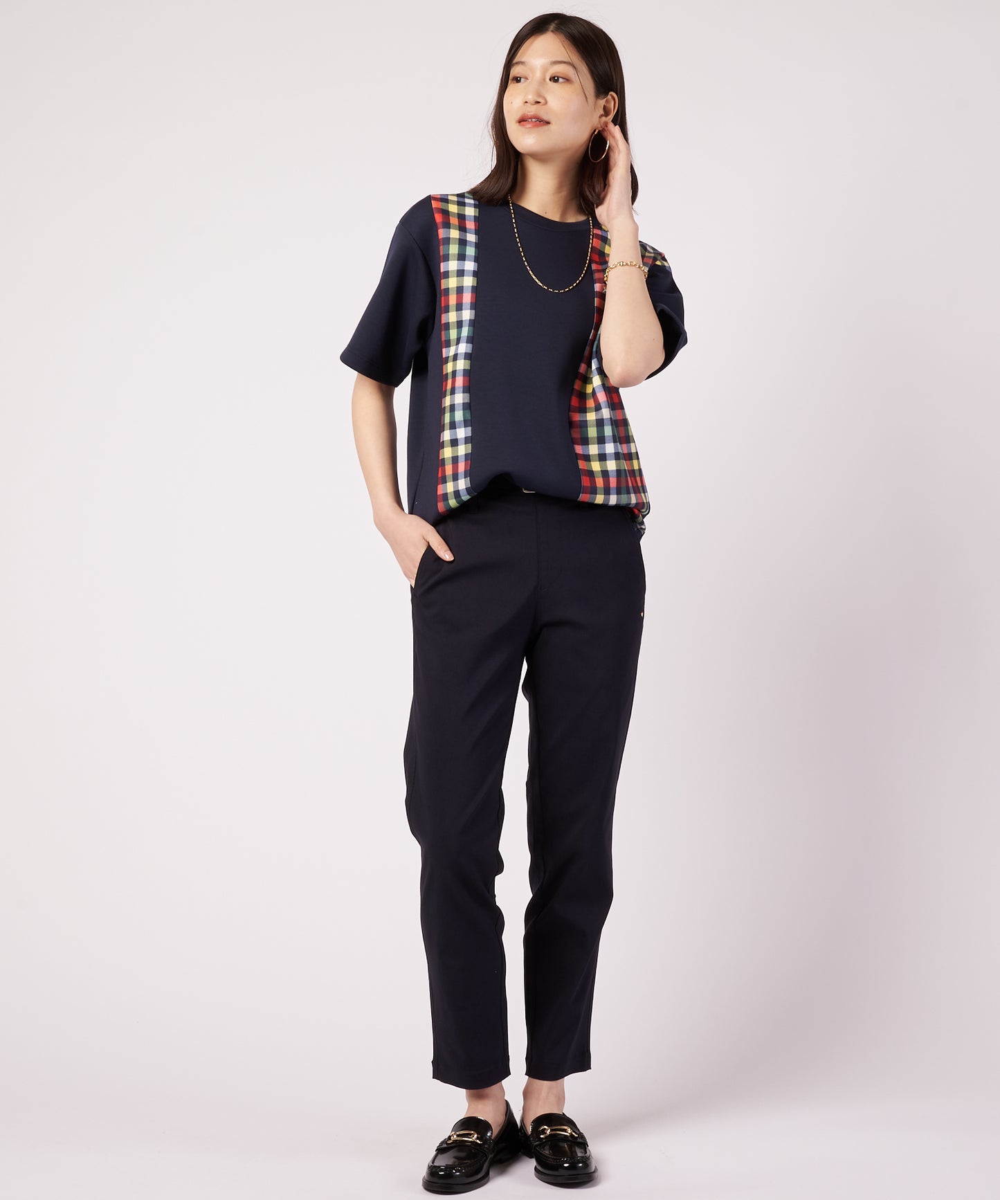 【ポイント5倍】シェア パーマーチェック ドッキング Tシャツ