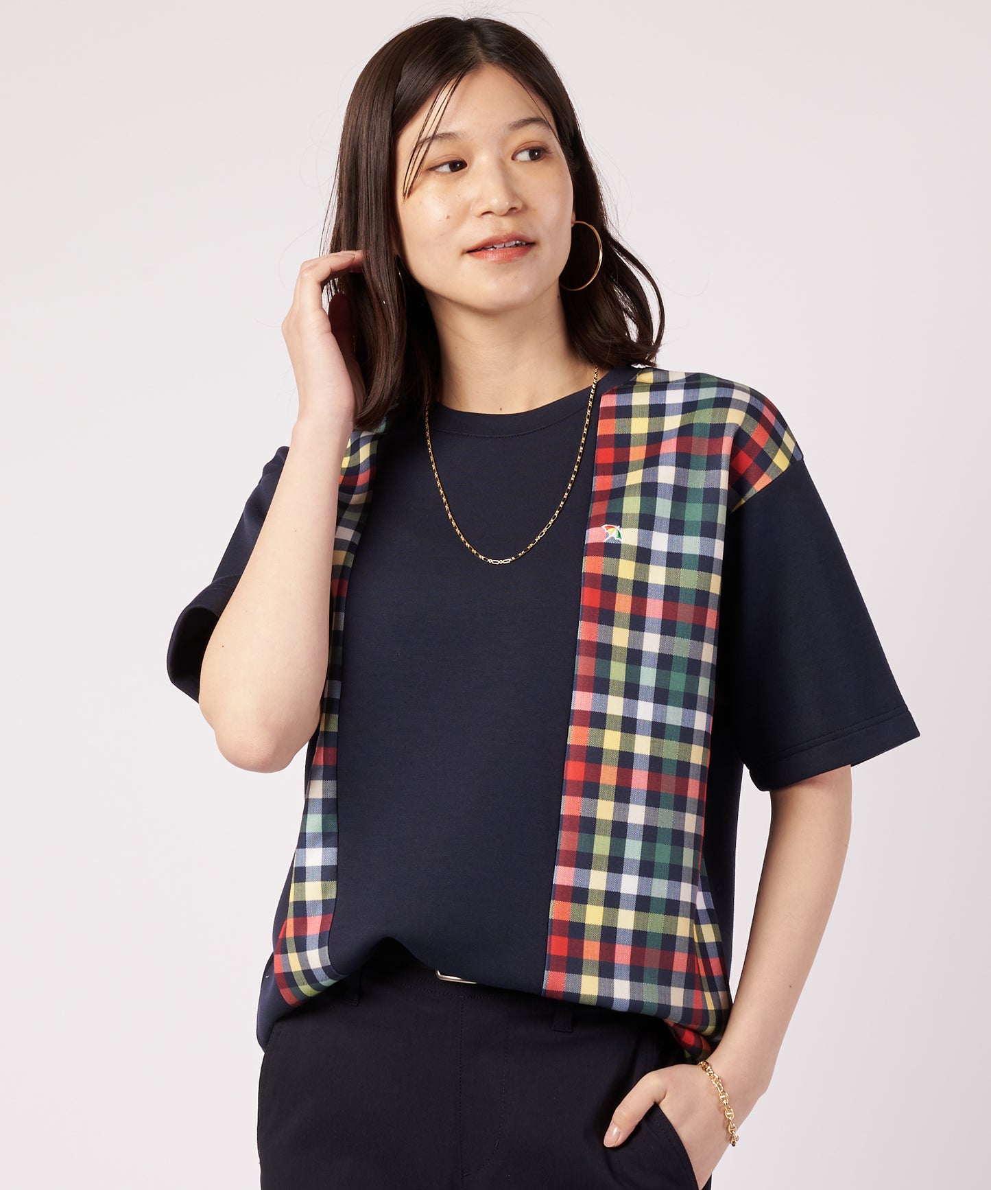 【ポイント5倍】シェア パーマーチェック ドッキング Tシャツ