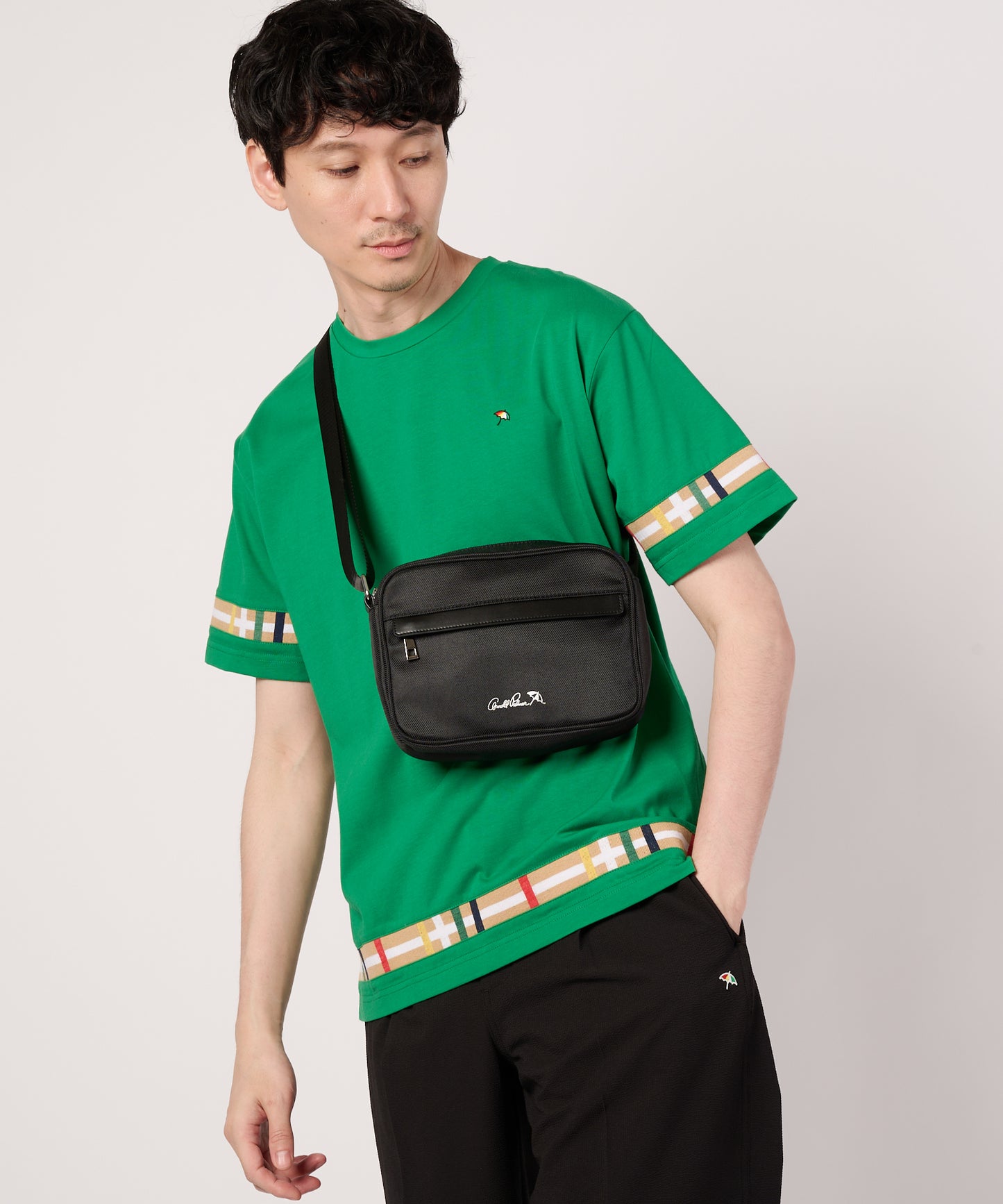 シェア　パーマーチェックリブ　ドッキングTシャツ