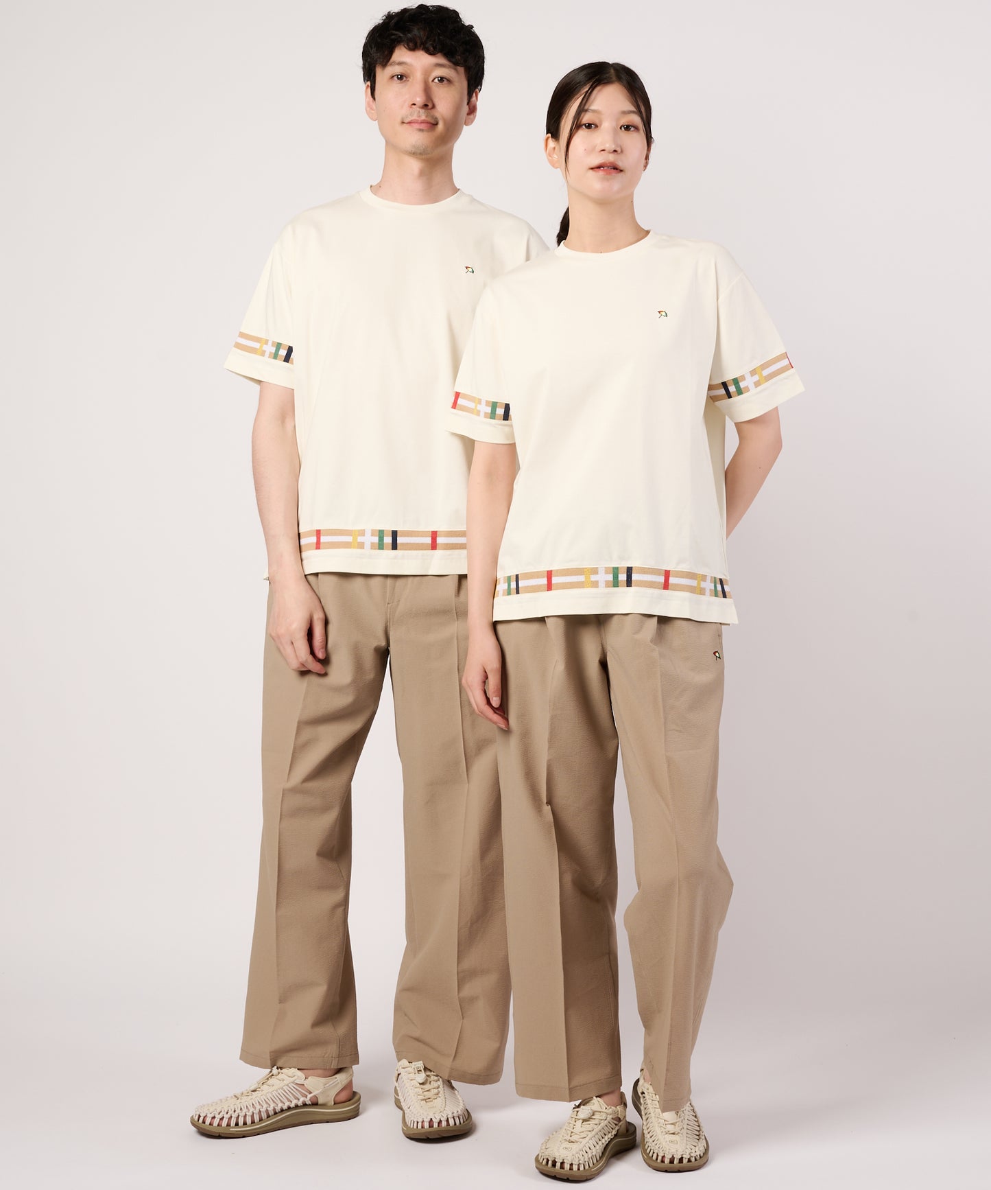 シェア　パーマーチェックリブ　ドッキングTシャツ