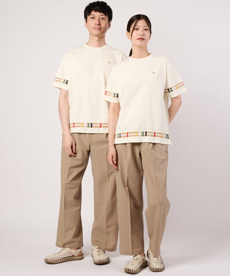 シェア　パーマーチェックリブ　ドッキングTシャツ