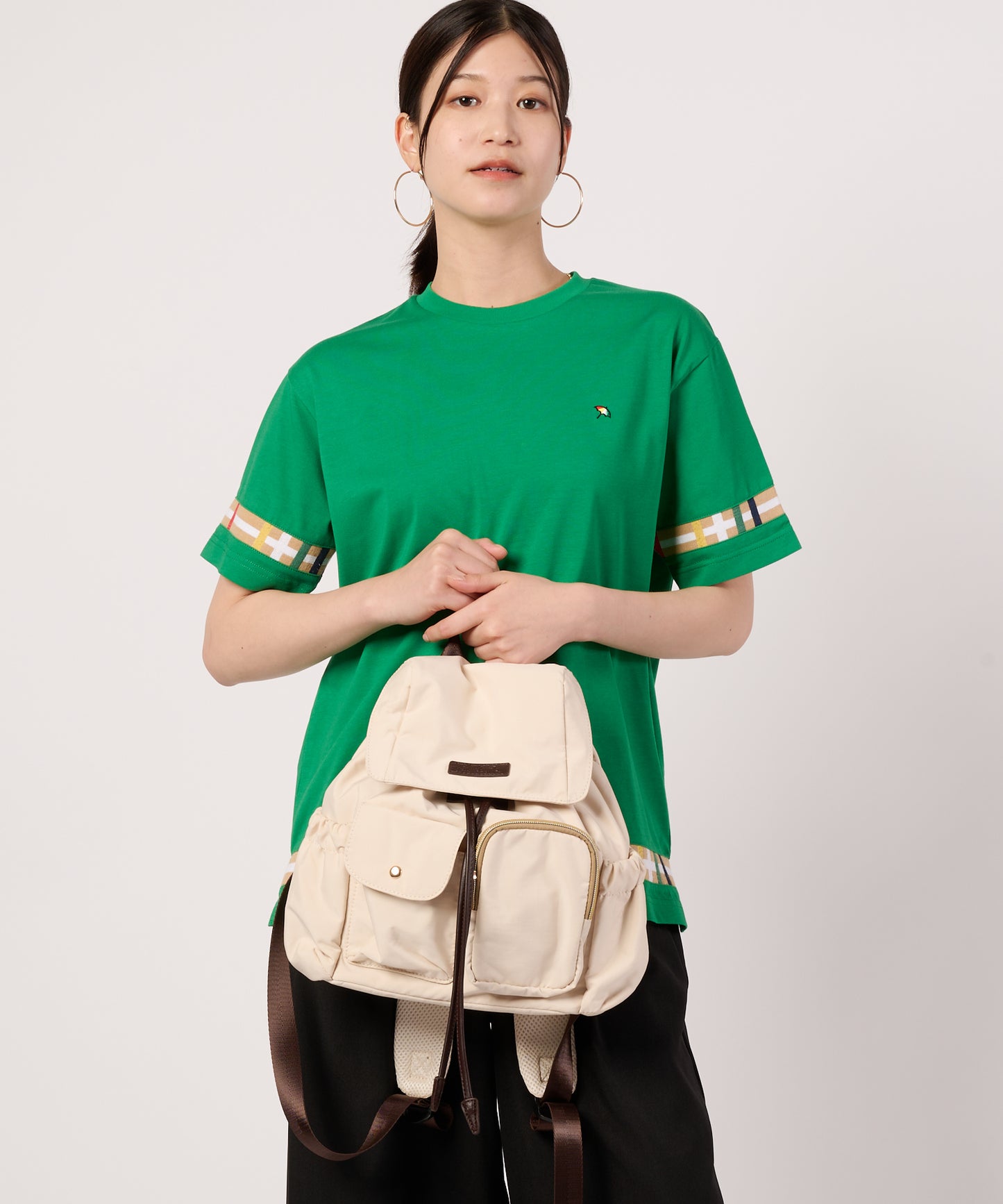 シェア　パーマーチェックリブ　ドッキングTシャツ