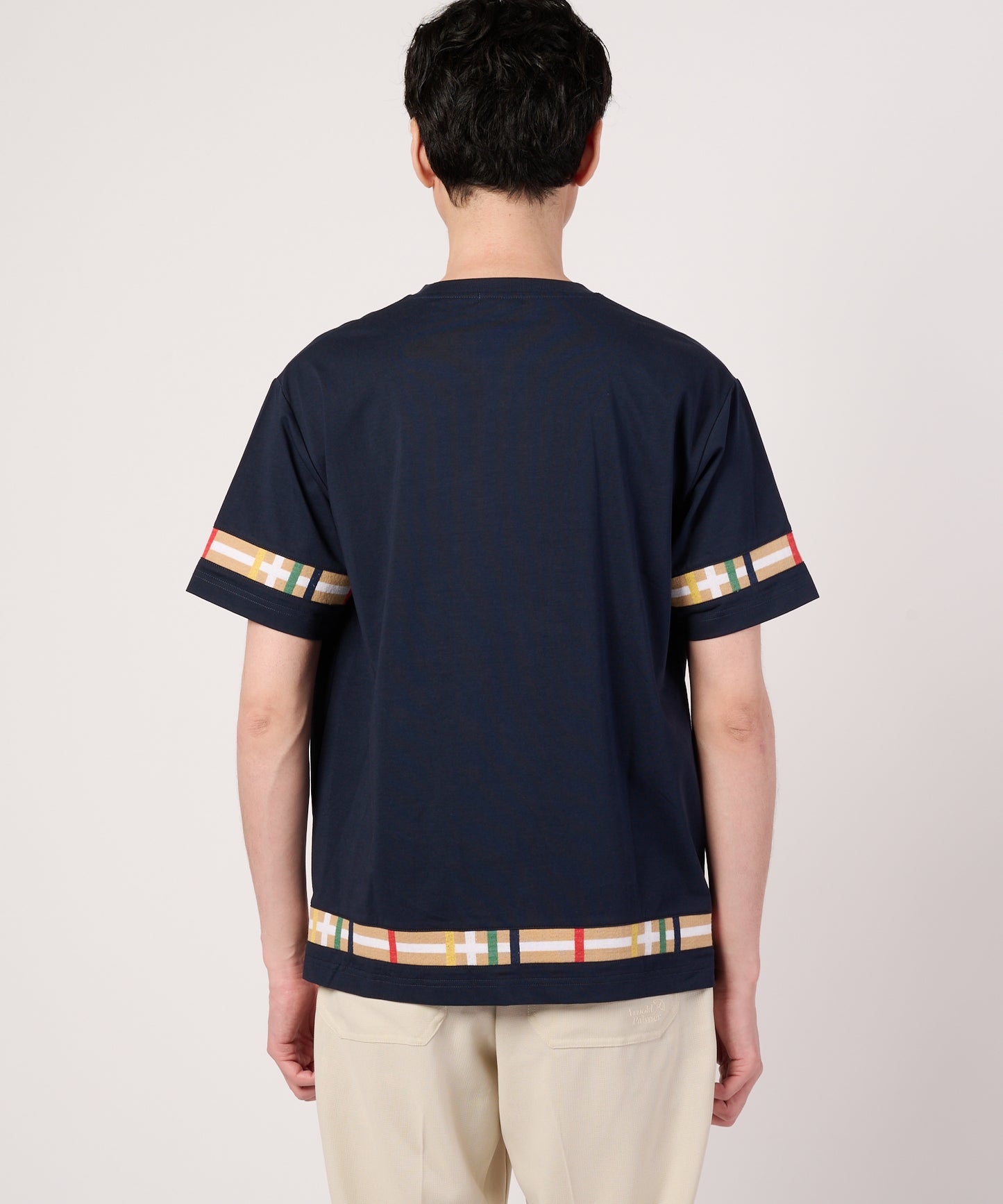 シェア　パーマーチェックリブ　ドッキングTシャツ