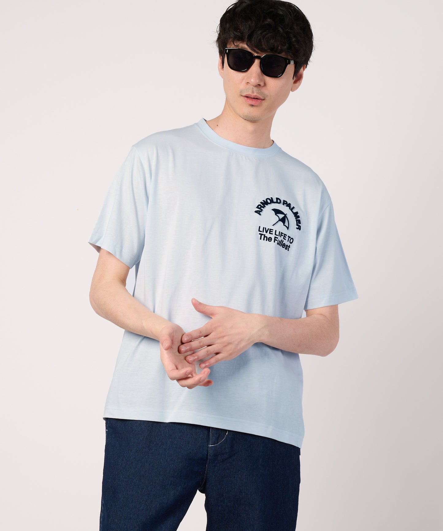 【汗ジミ防止】シェア　サガラ刺繍ロゴTシャツ