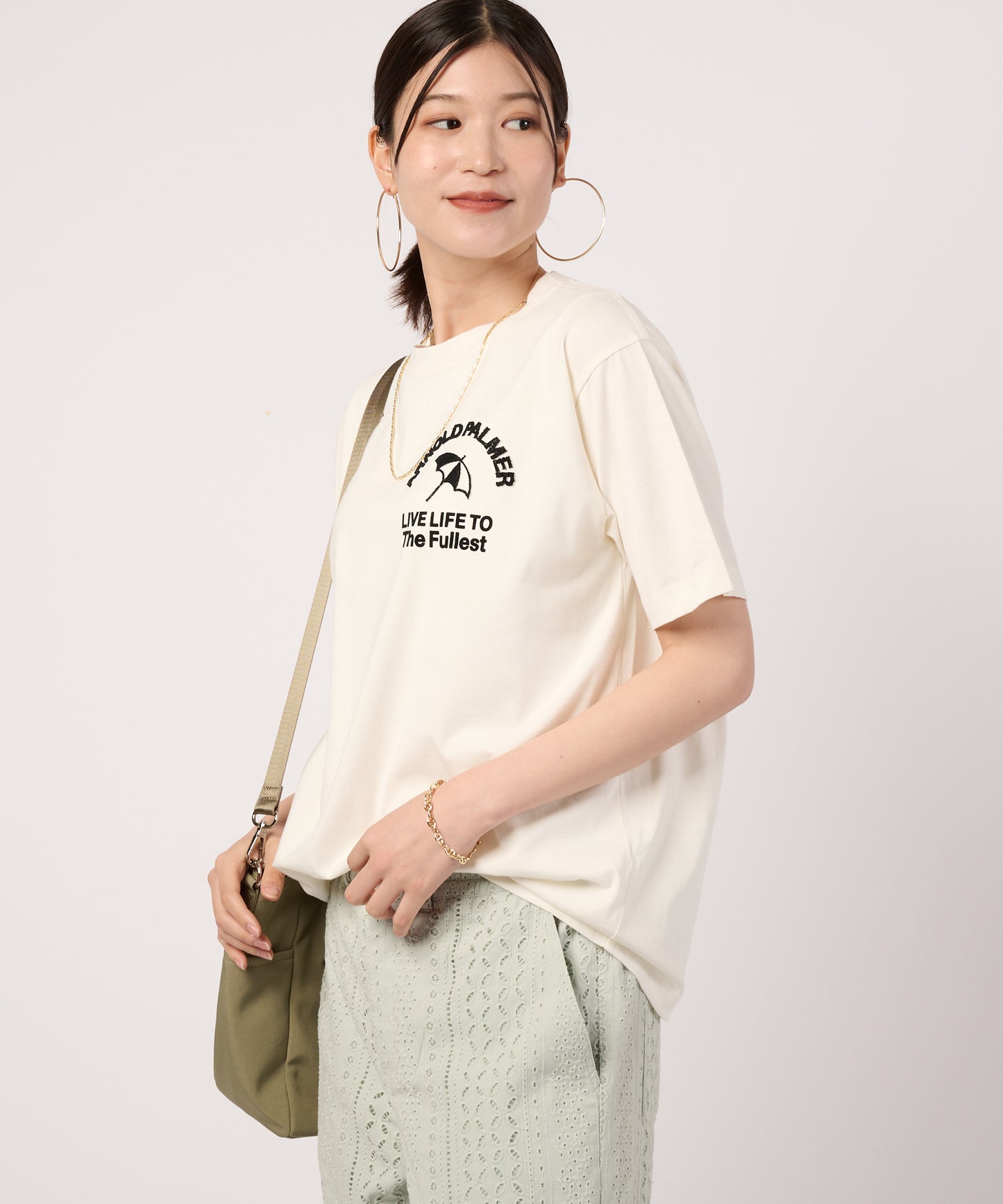 【汗ジミ防止】シェア　サガラ刺繍ロゴTシャツ