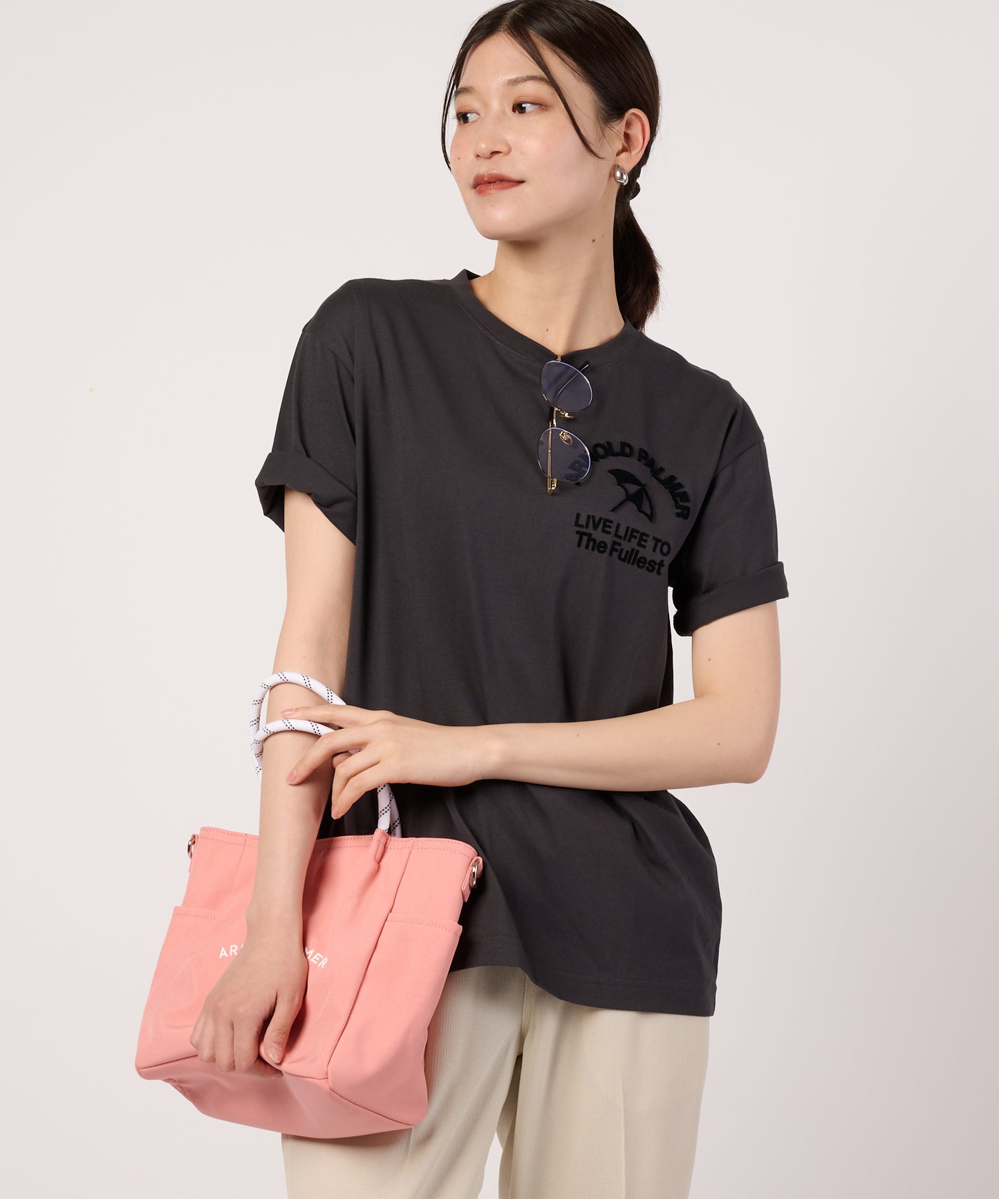 【汗ジミ防止】シェア　サガラ刺繍ロゴTシャツ