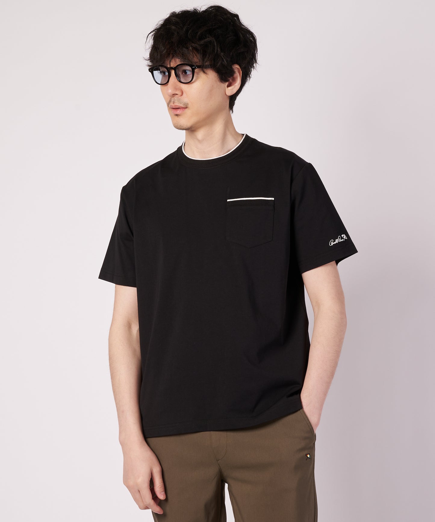 プレーティング 天竺 ジャガードリブ Tシャツ