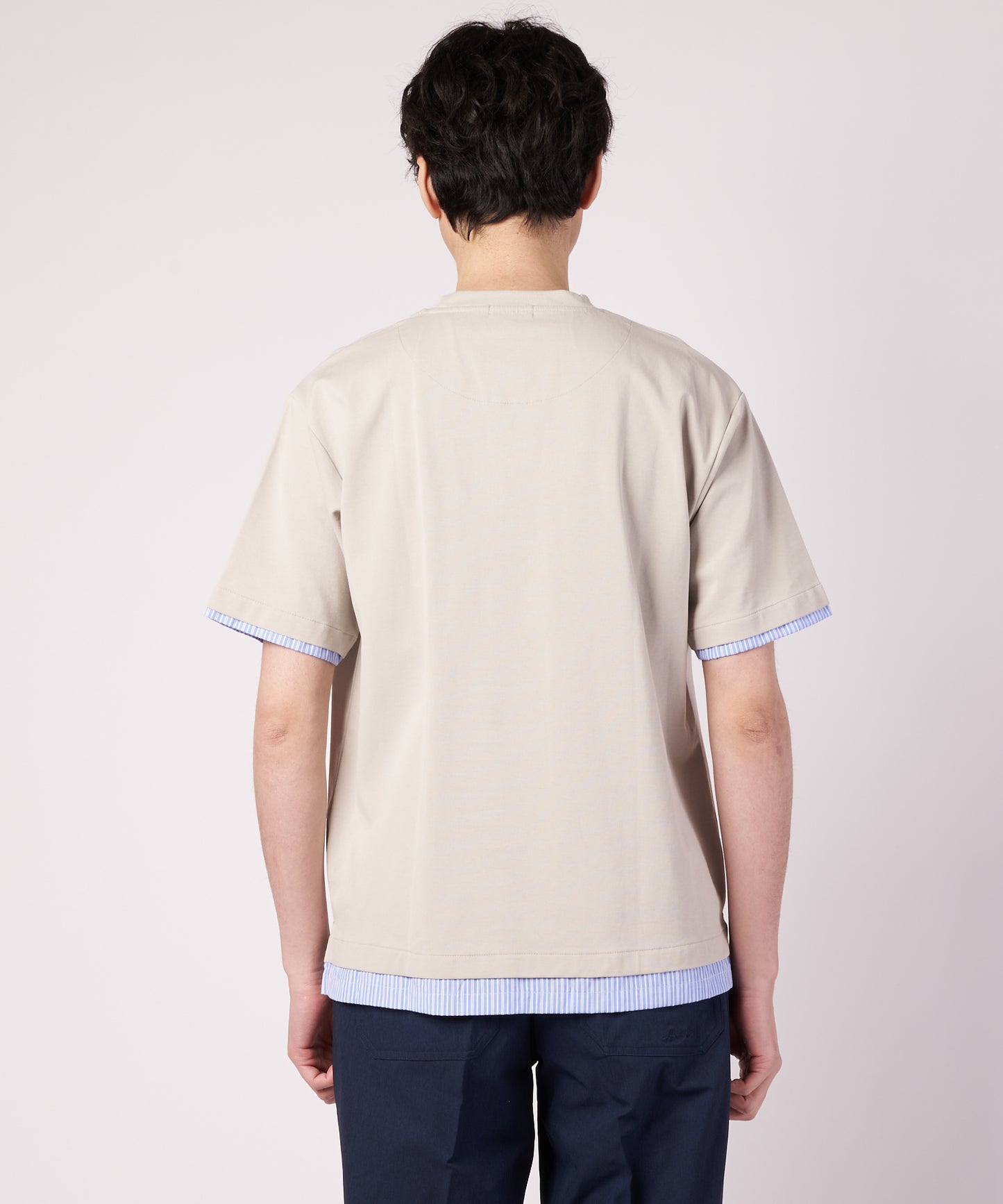 ミラノリブ 布帛レイヤード Tシャツ