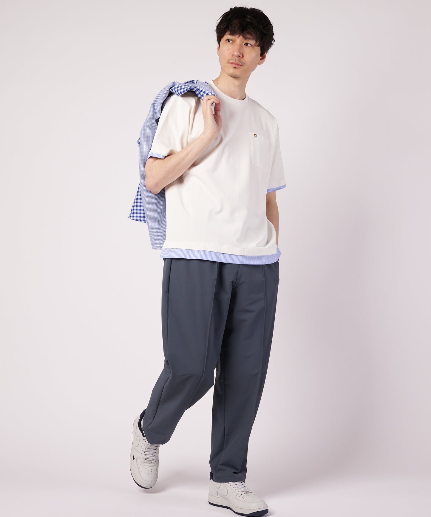 ミラノリブ 布帛レイヤード Tシャツ