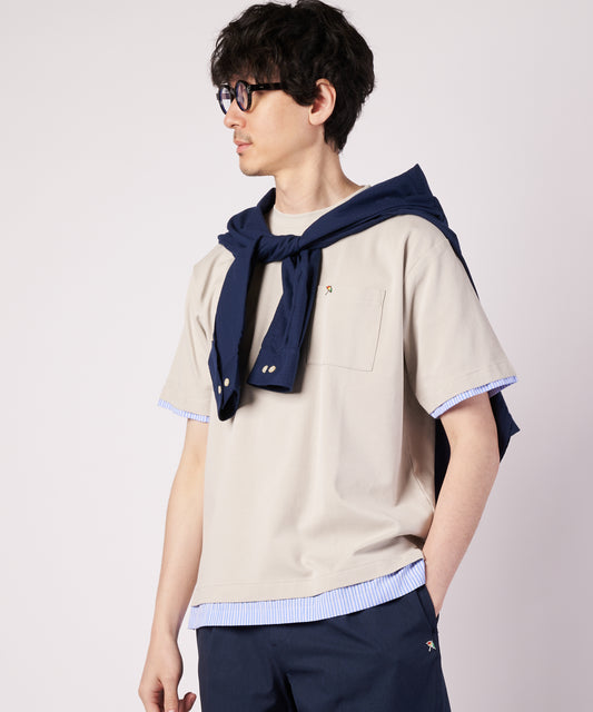 Arnold Palmer　ミラノリブ 布帛レイヤード Tシャツ